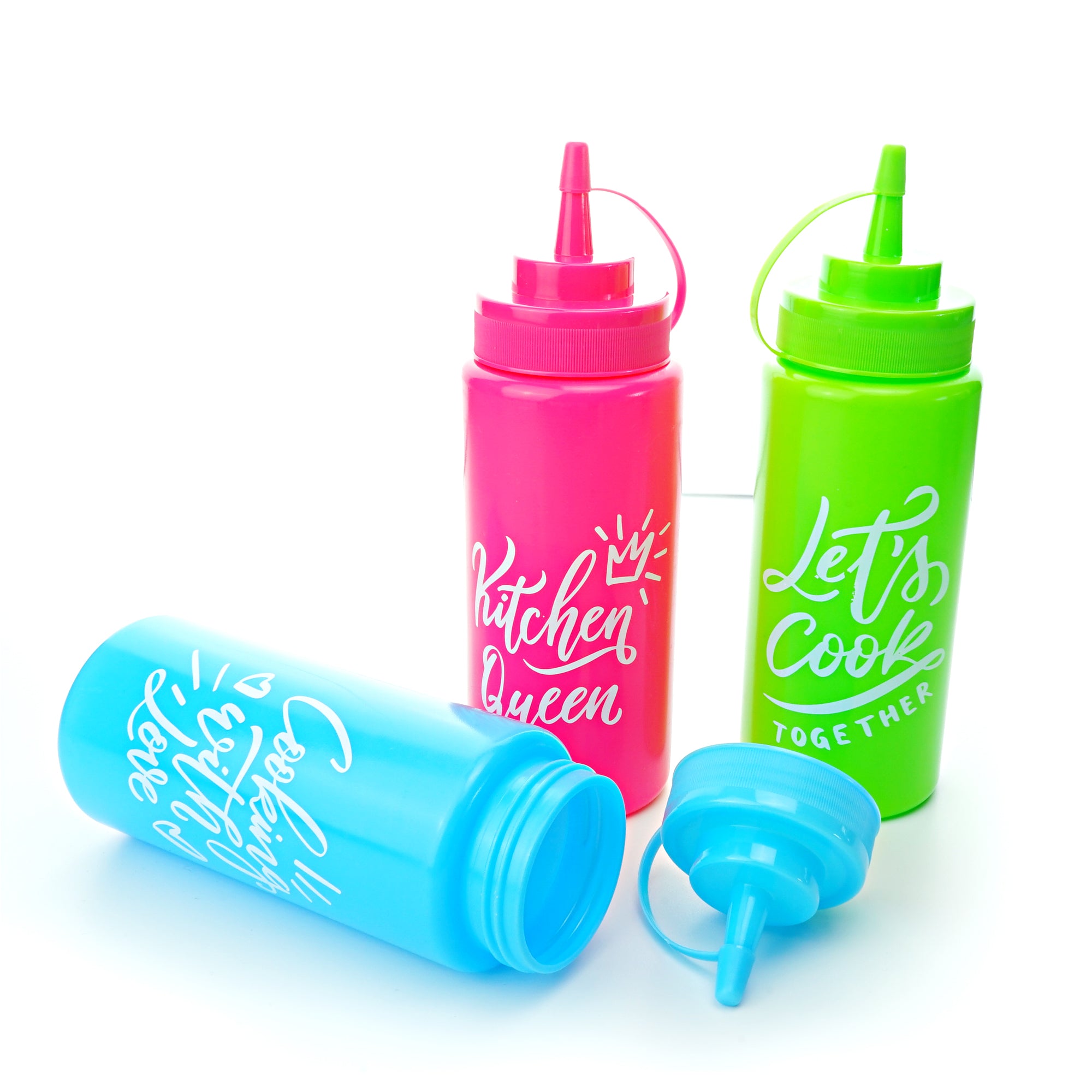 Colorful dosing bottles
