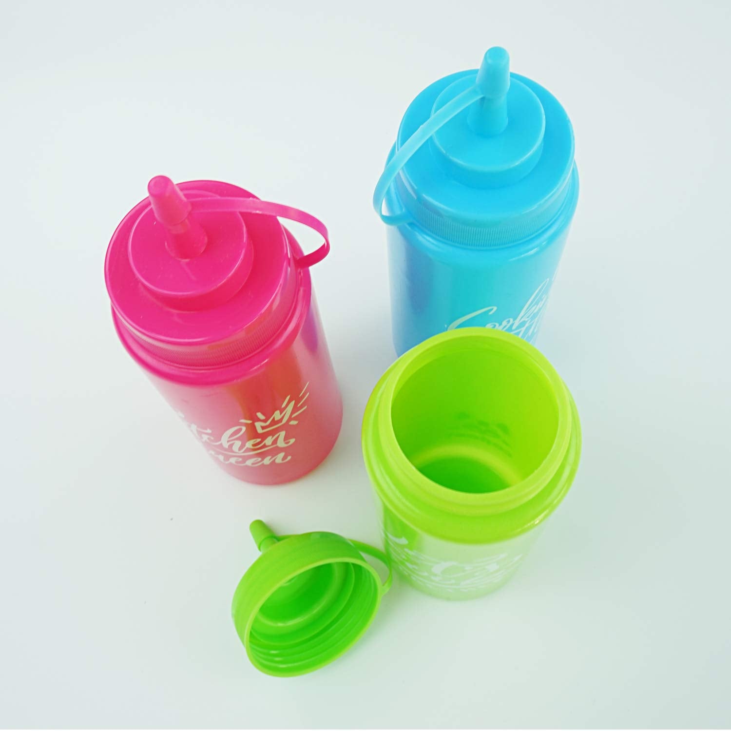 Colorful dosing bottles